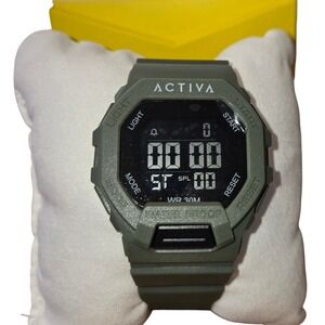 Activa Mens Digital Sports Watch Olive Green Water Resistant 30M Backlight Alarm